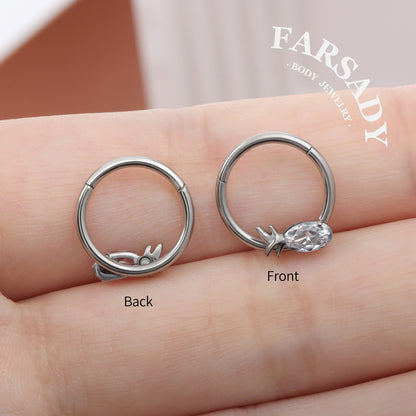 Spike Bloom - F136 Titanium Hinged Clicker Hoop / Fits 16G Septum Ring Helix Conch Cartilage Earring