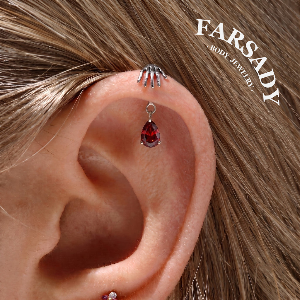 Ghost Palm - F136 Titanium Internally Threaded Stud / Fits Vertical Helix Hidden Rook Earring