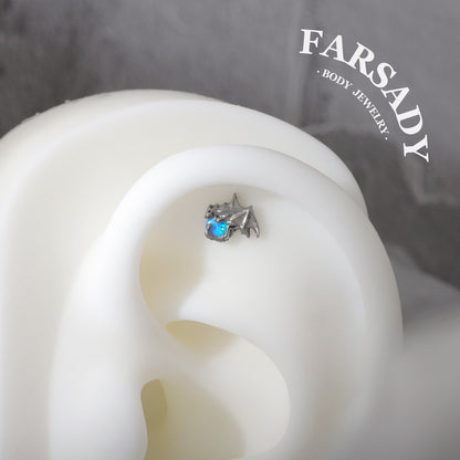 Aqua Wyrm - F136 Titanium Internally Threaded Stud / Fits Cartilage Helix Tragus Lobe Nostril Piercing