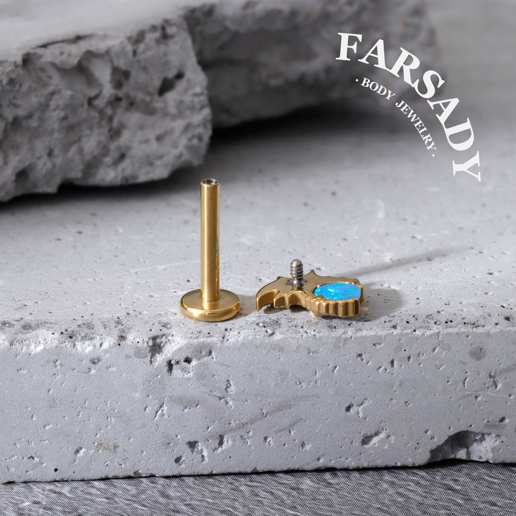 Aqua Wyrm - F136 Titanium Internally Threaded Stud / Fits Cartilage Helix Tragus Lobe Nostril Piercing