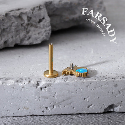 Aqua Wyrm - F136 Titanium Internally Threaded Stud / Fits Cartilage Helix Tragus Lobe Nostril Piercing