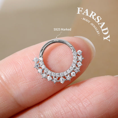 16G Sterling Silver Star Sea Septum Ring Clicker, Stunning Septum Jewelry 16G, 8mm Daith Earring Ring,Septum Piercing Hoop, Gold Helix Ring, Tragus Hoop