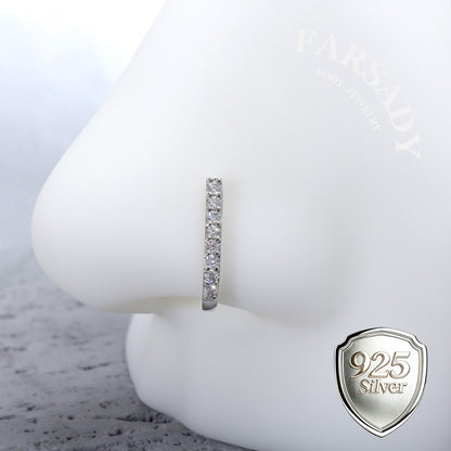 Silver Luminous Bar - 925 Silver Fake Nose Ring / Fit Non-Pierced Nose Ring