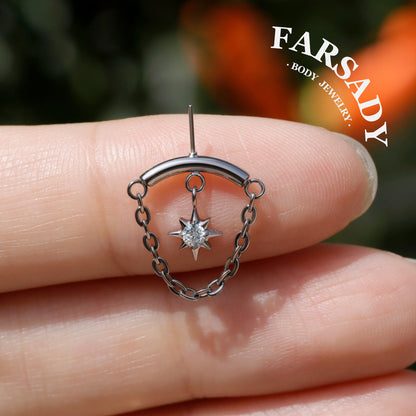 North Star Chain - F136 Titanium Threadless Stud / Fits Vertical Helix Hidden Rook Earring