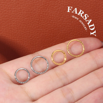 Twist Weave - ASTM F136 Titanium Hinged Clicker Hoop / Fits 16G Septum Ring Helix Conch Cartilage Earring