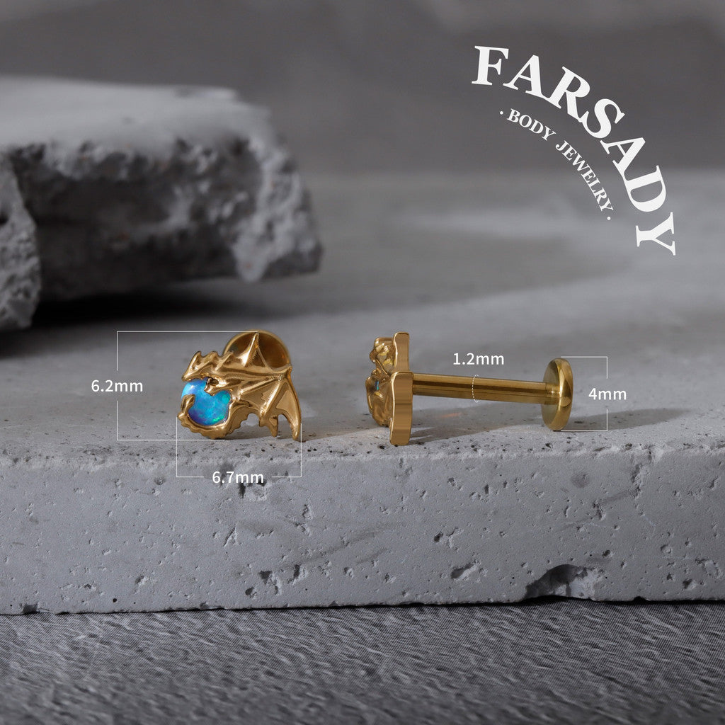 Aqua Wyrm - F136 Titanium Internally Threaded Stud / Fits Cartilage Helix Tragus Lobe Nostril Piercing