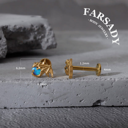 Aqua Wyrm - F136 Titanium Internally Threaded Stud / Fits Cartilage Helix Tragus Lobe Nostril Piercing
