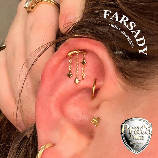 Triple Psyche - 925 Silver Threadless Stud