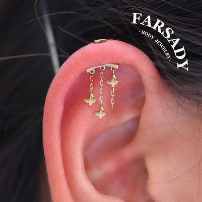 Triple Psyche - Sterling Silver Push In Stud