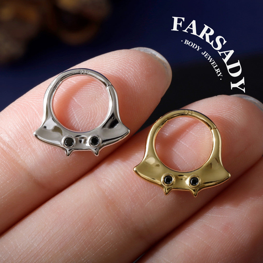 16G Manta Ray Septum Ring| Sterling Silver Daith ewelry 8mm| Original Design Septum Clicker| Gold Helix Piercing| Gothic Halloween Jewelry