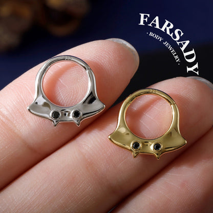 16G Manta Ray Septum Ring| Sterling Silver Daith ewelry 8mm| Original Design Septum Clicker| Gold Helix Piercing| Gothic Halloween Jewelry