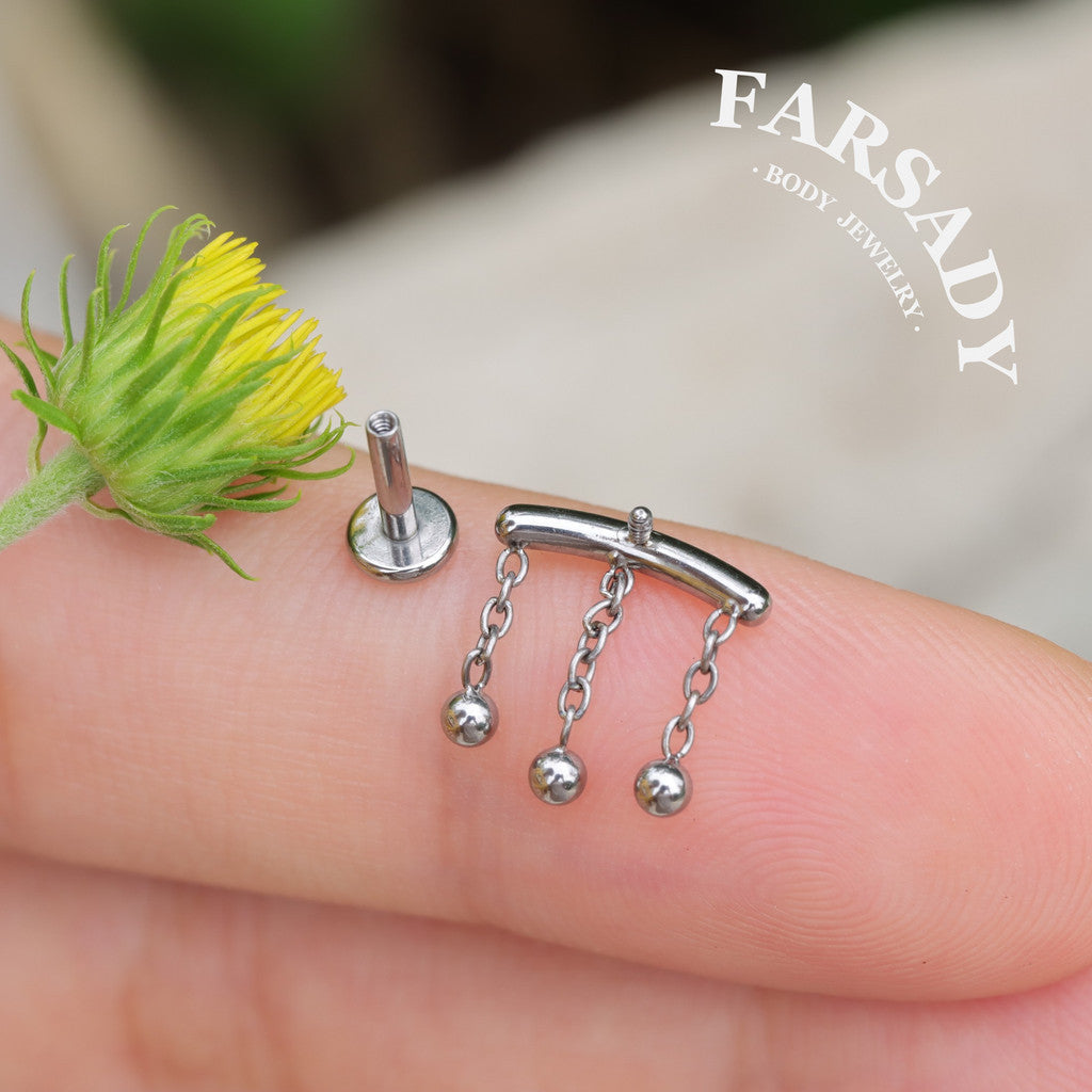 16G 18G Titanium Mini Ball Dangle Stud Earring | Internal Threaded 5mm 6mm 8mm 10mm Post | Helix Tragus  Piercing Jewelry | Easy Insert & Remove Daily Wear with Gift Box