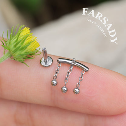 16G 18G Titanium Mini Ball Dangle Stud Earring | Internal Threaded 5mm 6mm 8mm 10mm Post | Helix Tragus  Piercing Jewelry | Easy Insert & Remove Daily Wear with Gift Box