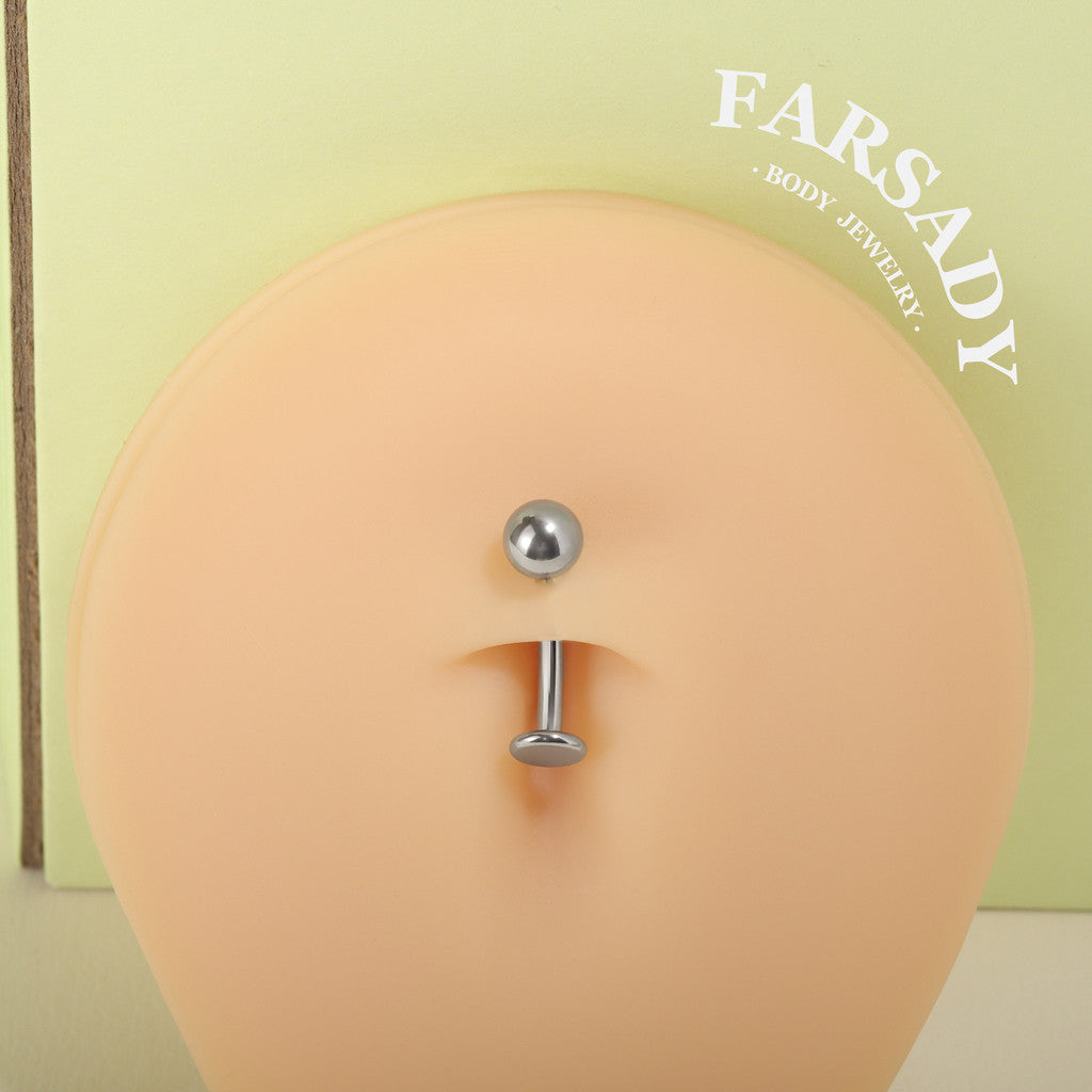 Plain Orb - F136 Titanium Internal Thread Curved Barbell / Fits 14G Navel Piercing