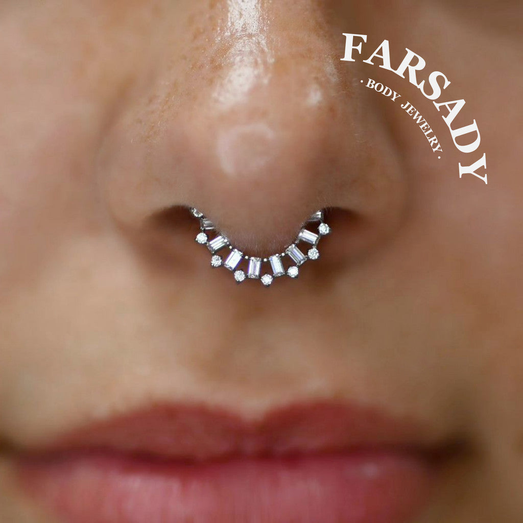 Ray Wreath - F136 Titanium Hinged Clicker Hoop / Fits 16G Septum Ring Helix Conch Cartilage Earring