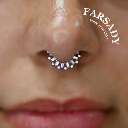 Ray Wreath - F136 Titanium Hinged Clicker Hoop / Fits 16G Septum Ring Helix Conch Cartilage Earring