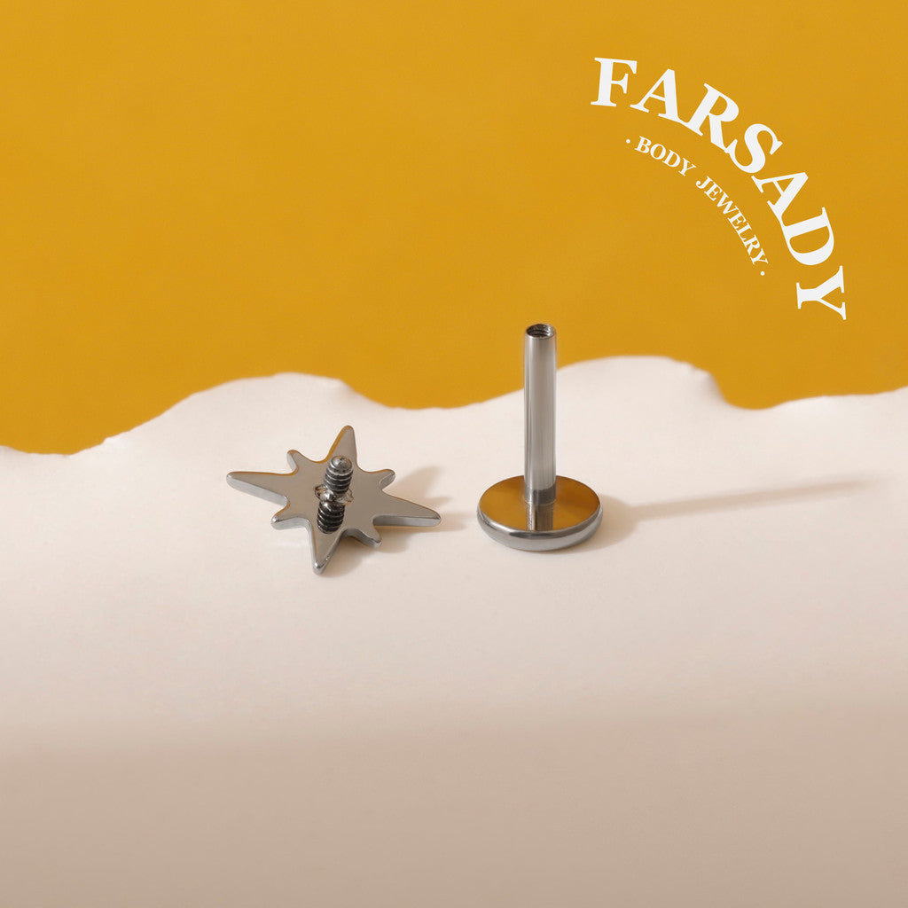 Octagram Lumen - F136 Titanium Replacement Tops / Fits Internal Thread Ear Studs