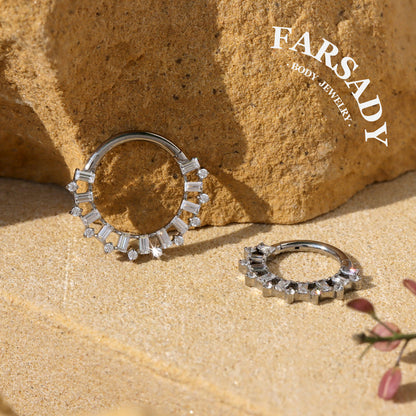Ray Wreath - F136 Titanium Hinged Clicker Hoop / Fits 16G Septum Ring Helix Conch Cartilage Earring