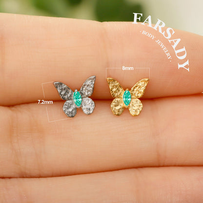 Jade Moth - F136 Titanium Internally Threaded Stud / Fits Cartilage Helix Tragus Lobe Nostril Piercing