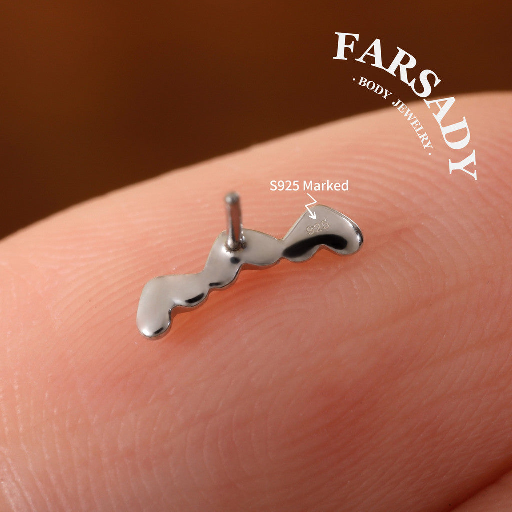 Triple Hearts - 925 Silver Threadless Stud / Fits Cartilage Helix Tragus Lobe Nostril Piercing