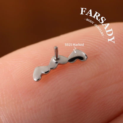 Triple Hearts - 925 Silver Threadless Stud / Fits Cartilage Helix Tragus Lobe Nostril Piercing