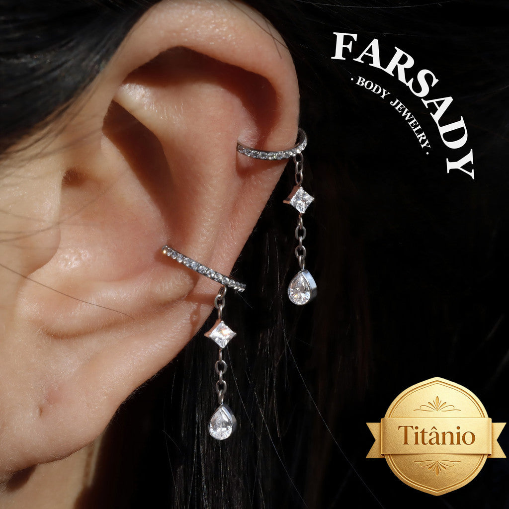 16G Titanium Cartilage Hoop with Sparkle Dangle, Gold Seamless Helix Ring Hypoallergenic, Silver Waterproof Conch Piercing Jewelry,8mm 10mm