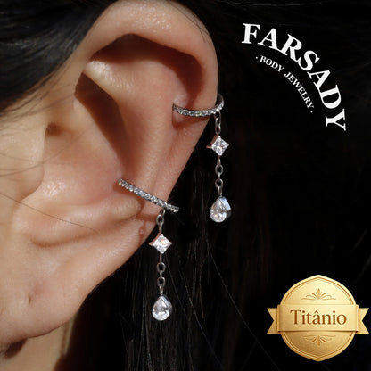 16G Titanium Cartilage Hoop with Sparkle Dangle, Gold Seamless Helix Ring Hypoallergenic, Silver Waterproof Conch Piercing Jewelry,8mm 10mm