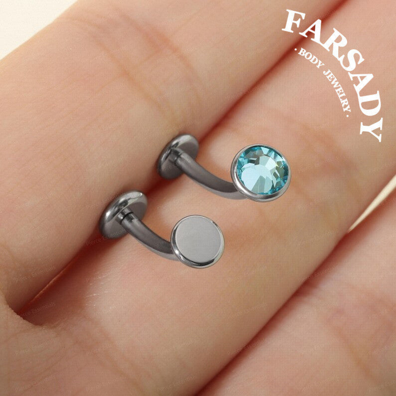 14G Titanium Blue CZ Floating Belly Button Ring -  6mm 8mm 10mm 12mm 14mm Internally Threaded Navel Ring Waterproof Body Piercing Jewelry