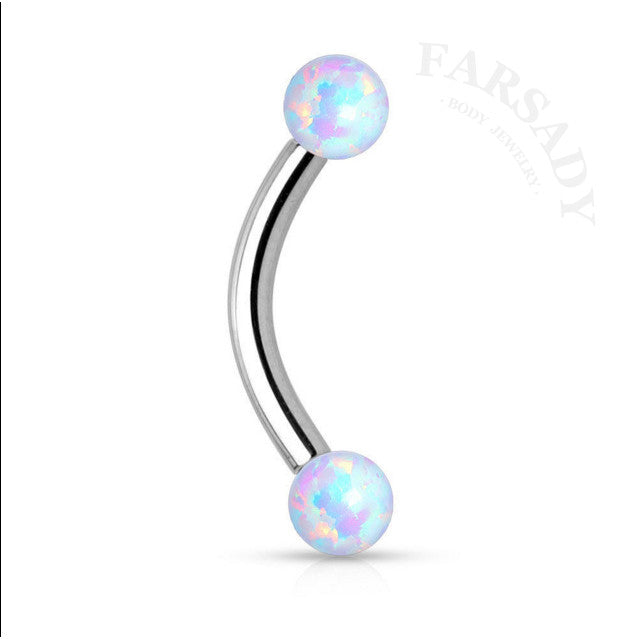 Opal Arc Tide - F136 Titanium Internal Thread Curved Barbell / Fits 16G Rook Daith Earring Lip Eyebrow Piercing