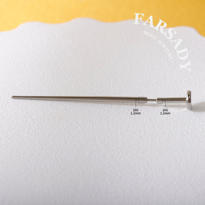 F136 Titanium Straight Insertion Taper - 20G 18G 16G 14G Piercing Guide Push Pin for Threadless Ear Stud Belly Button Ring Barbell