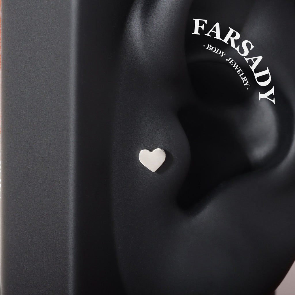 Mute Heart - F136 Titanium Internally Threaded Stud / Fits Cartilage Helix Tragus Lobe Nostril Piercing