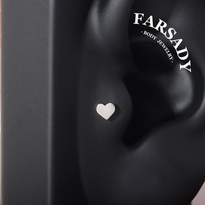 Mute Heart - F136 Titanium Internally Threaded Stud / Fits Cartilage Helix Tragus Lobe Nostril Piercing