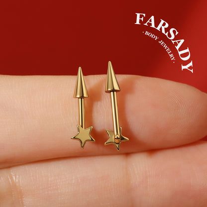Star Spike - F136 Titanium Internally Threaded Stud / Fits Vertical Helix Hidden Rook Earring