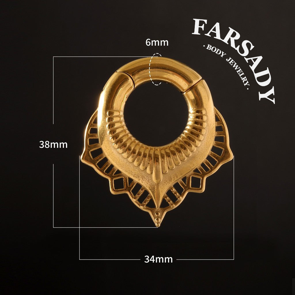 Lotus Filigree - 316L Magnetic Hinged Ear Weights / Fits 3G 2G Stretched Ear Lobes Tunnels Plugs
