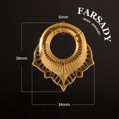 Lotus Filigree - 316L Magnetic Hinged Ear Weights / Fits 3G 2G Stretched Ear Lobes Tunnels Plugs
