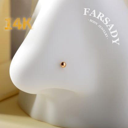 Minimal Spike & Ball - Solid 14K Gold Screw End Stud / Fit 20G Nostril Piercing