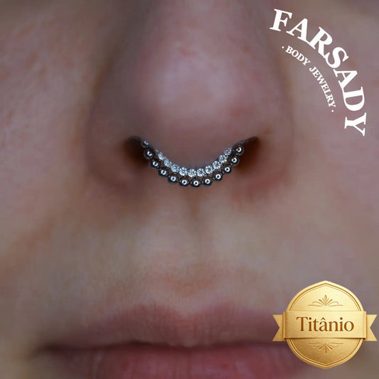16G Titanium Tiny Beads Daith Earring & Septum | Hinged Clicker with 5A Cubic Zirconia | Piercing Jewelry for Helix, Conch, Daith, Rook, Tragus | Sparkling Daily Wear with Gift Box
