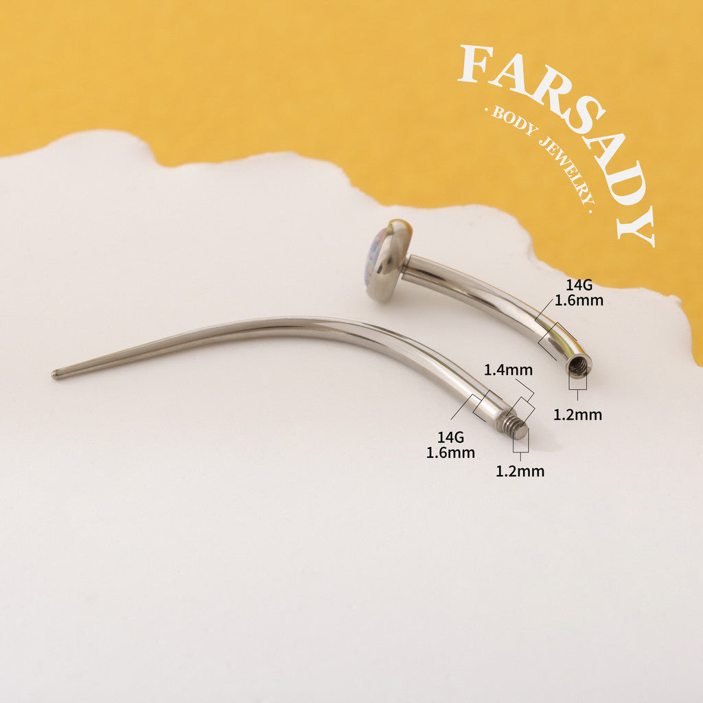 F136 Titanium Curved Insertion Taper - 18G 16G 14G Piercing Guide Pin for Internally Threaded Ear Stud Belly Button Ring Barbell
