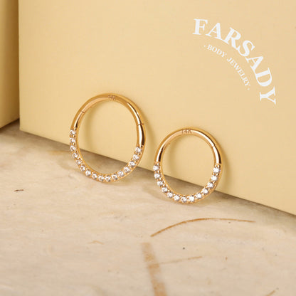 Gold Spark - Solid 14K Gold Hinged Clicker Hoop / Fits 16G Septum Ring Helix Conch Cartilage Earring