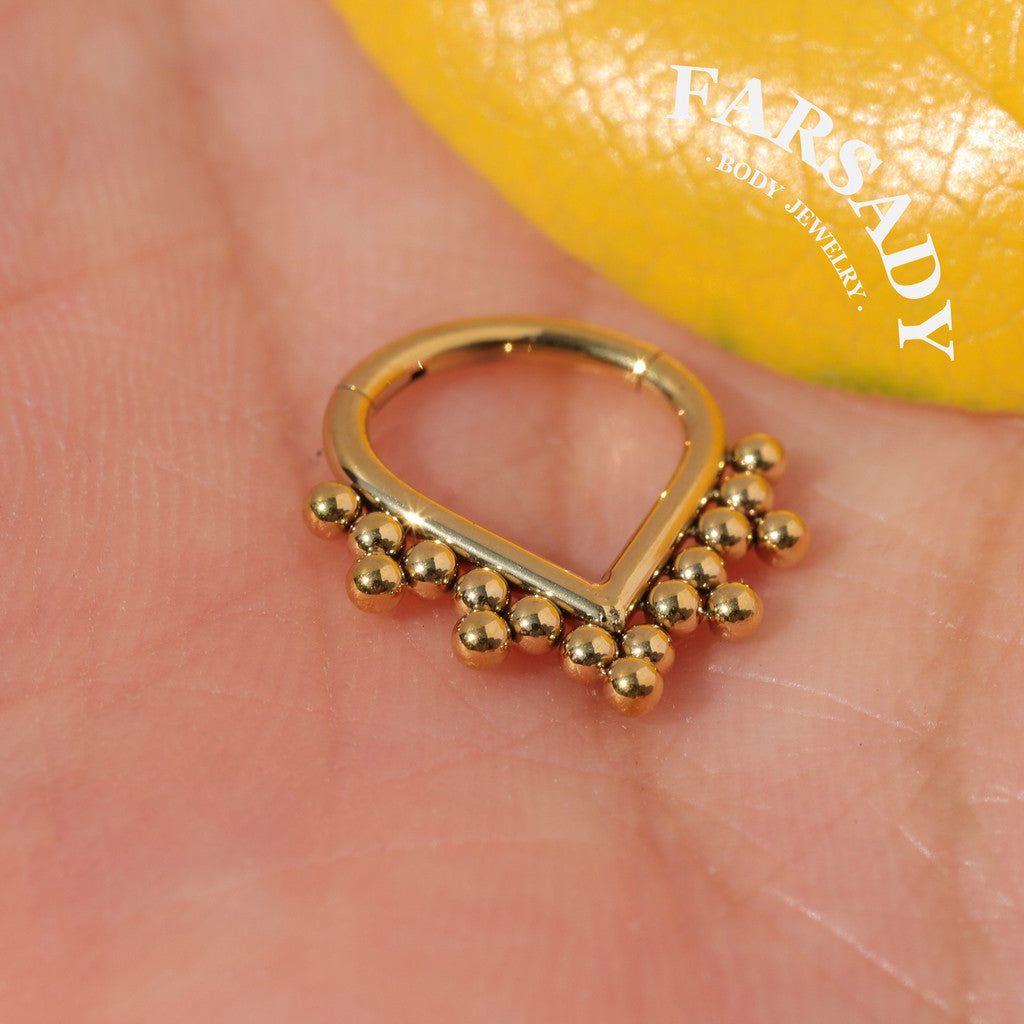 Bead Teardrop - ASTM F136 Titanium Hinged Clicker Hoop / Fits 16G Septum Ring Helix Conch Cartilage Earring