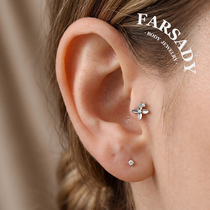 Petal Whisper - F136 Titanium Internally Threaded Stud / Fits Cartilage Helix Tragus Lobe Nostril Piercing