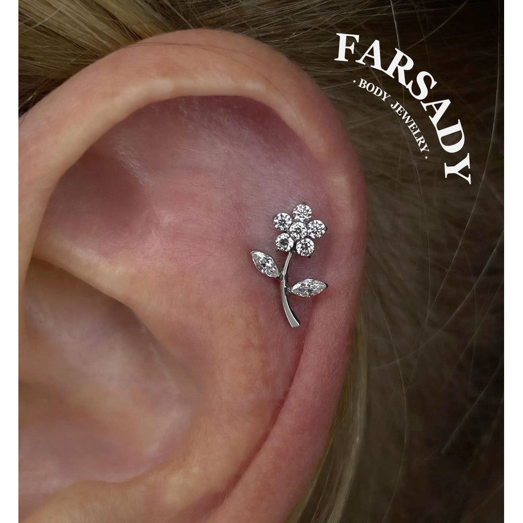 Sprout Bloom - F136 Titanium Internally Threaded Stud / Fits Cartilage Helix Tragus Lobe Piercing