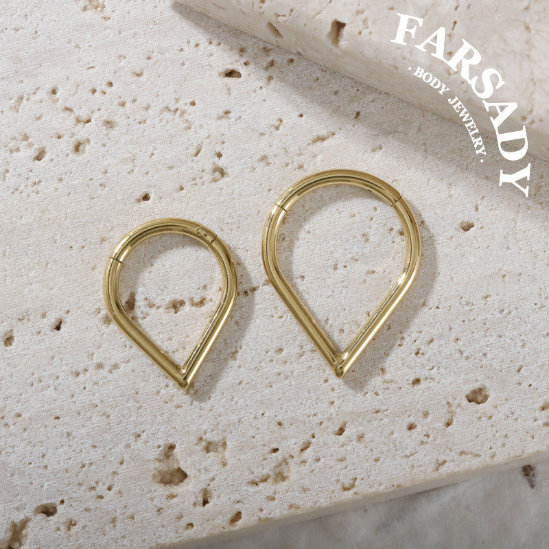 V Apex - ASTM F136 Titanium Hinged Clicker Hoop / Fits 16G Septum Ring Helix Conch Cartilage Earring / Elegant Minimal Piercing, Hypoallergenic Jewelry for Sensitive Skin