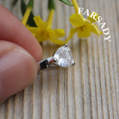 14G S925 Sterling Silver Heart Belly Button Clicker 10mm Hinged Navel Belly Hoop Clip Ring Waterproof Curved Bar Body Piercing Daily Wear Gift for Her