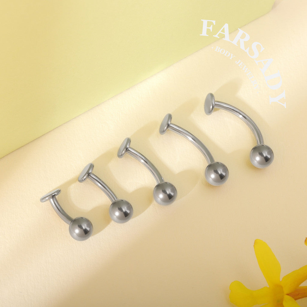 Plain Orb - F136 Titanium Internal Thread Curved Barbell / Fits 14G Navel Piercing