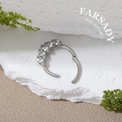 Lunar Crest - F136 Titanium Hinged Clicker Hoop / Fits 16G Septum Ring Helix Conch Cartilage Earring