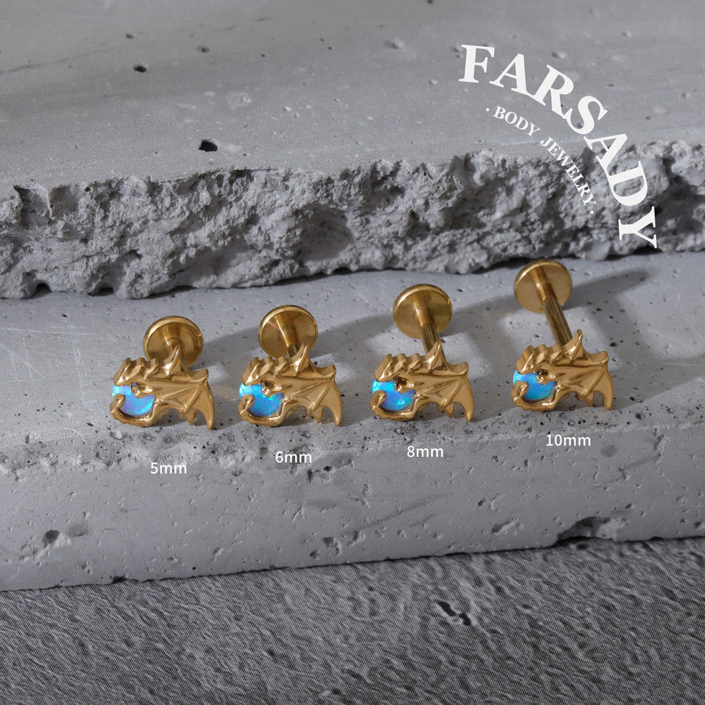 Aqua Wyrm - F136 Titanium Internally Threaded Stud / Fits Cartilage Helix Tragus Lobe Nostril Piercing