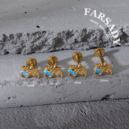 Aqua Wyrm - F136 Titanium Internally Threaded Stud / Fits Cartilage Helix Tragus Lobe Nostril Piercing