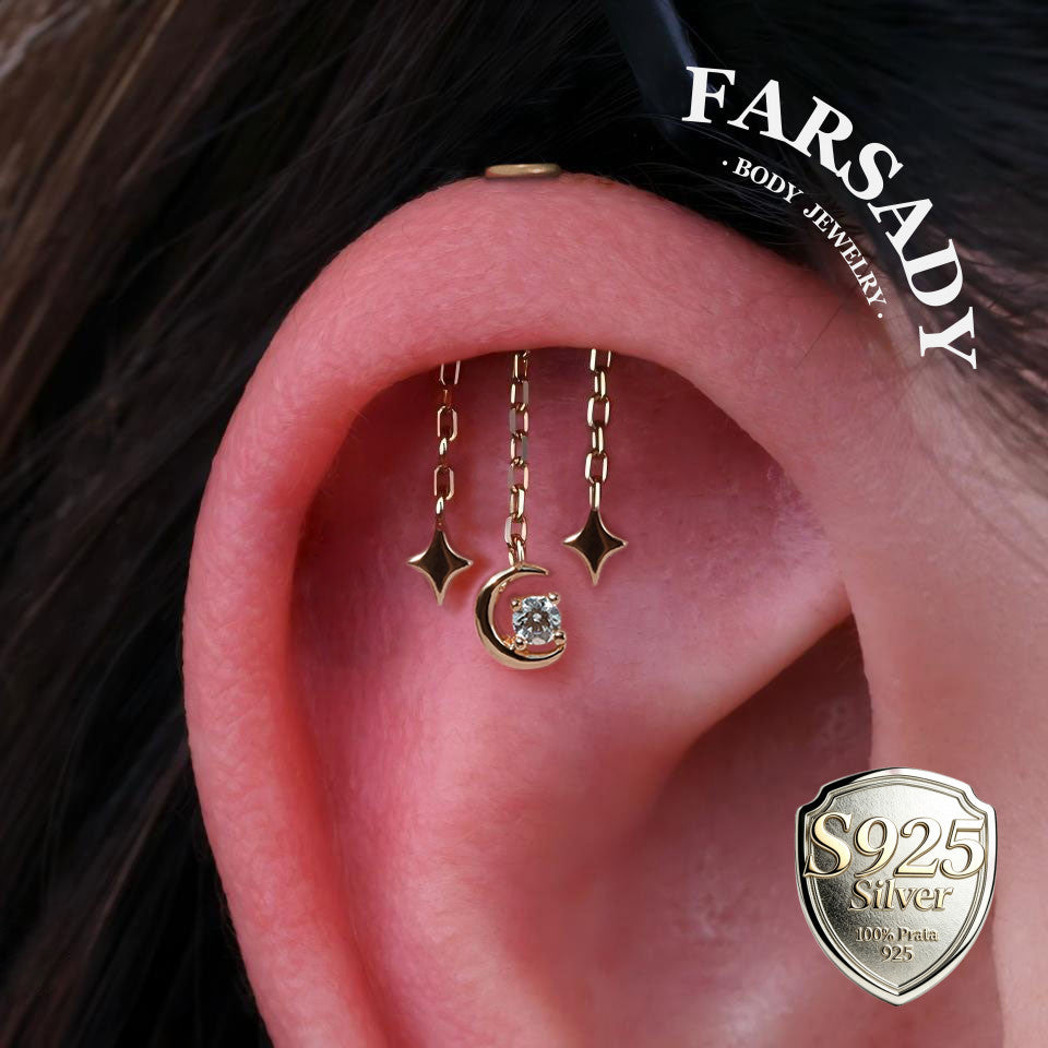 Argent Crescent - Sterling Silver Push In Stud
