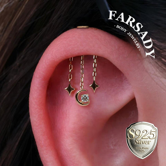 Argent Crescent - 925 Silver Threadless Stud